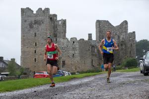 Overall 1st and 2nd winners leaving start at Bolton Castle